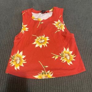 Forever 21 Ribbed Cropped SunflowernTanktop